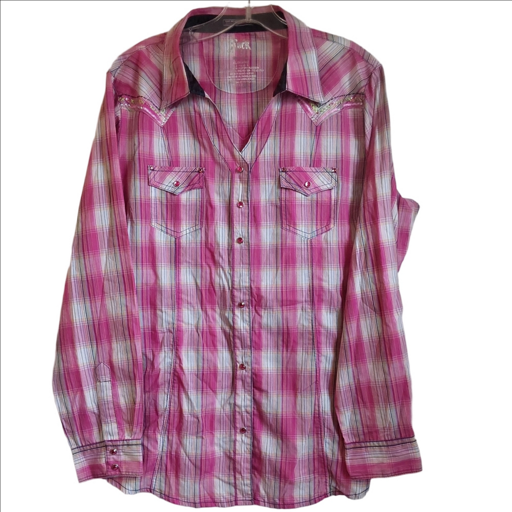 Rock 47 by Wrangker Pink Plaid Shirt XL